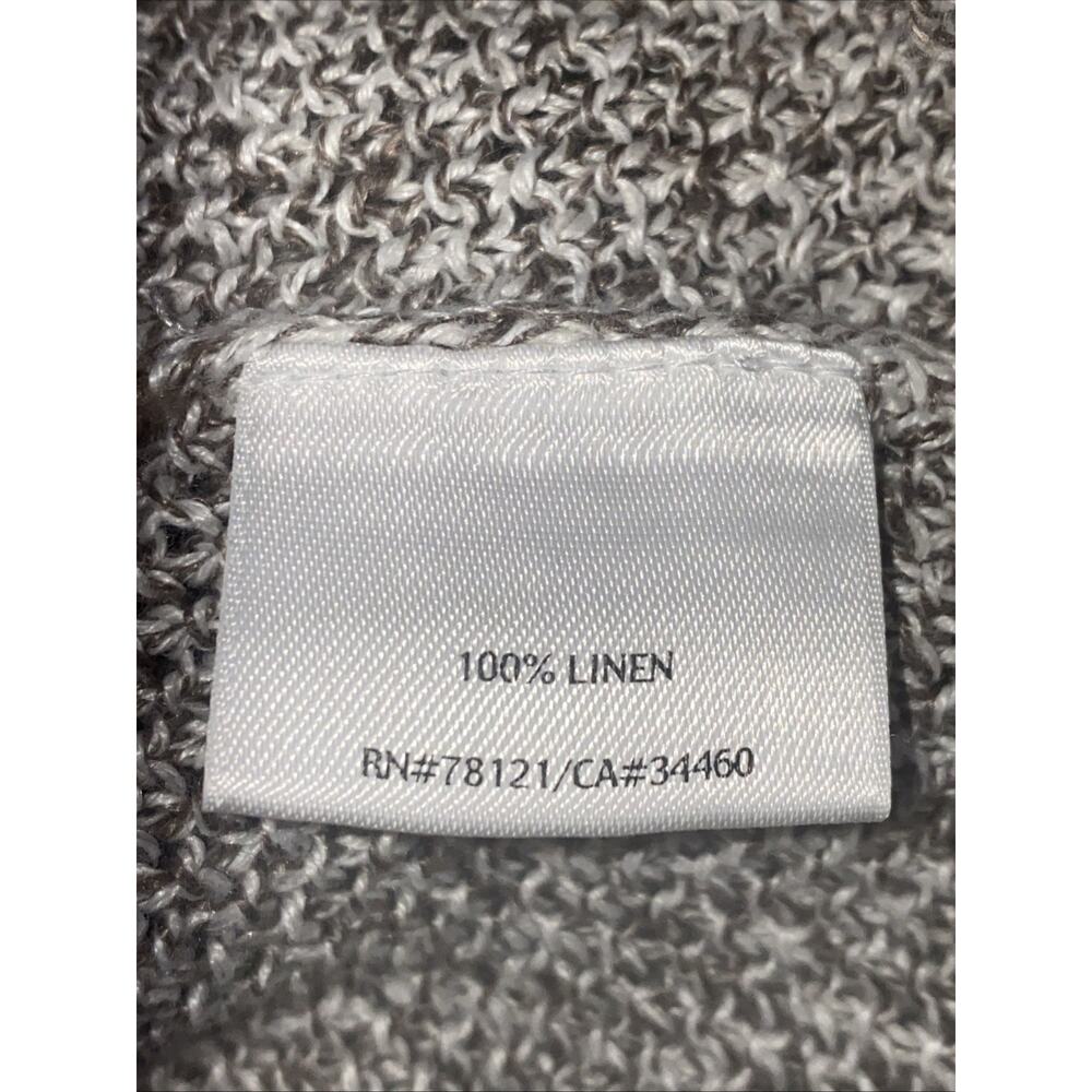 Eileen Fisher Open-Knit Sweater Top 100% Linen Boat Neck Crop Long Slv Size S - Picture 6 of 7